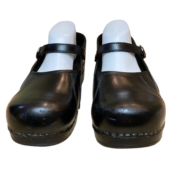 Dansko Women’s Size 40/US 9.5-10 Black Leather ‘Marcelle’ Mary Jane Comfort Clog - Picture 2 of 15